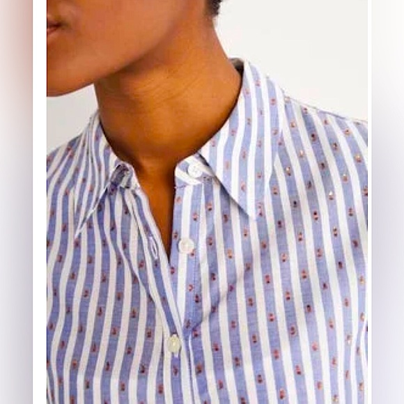 BODEN Embroidered Relaxed Metallic Striped Shirt - Picture 3 of 14